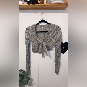 Sim and Sam long sleeve floral tie front crop top